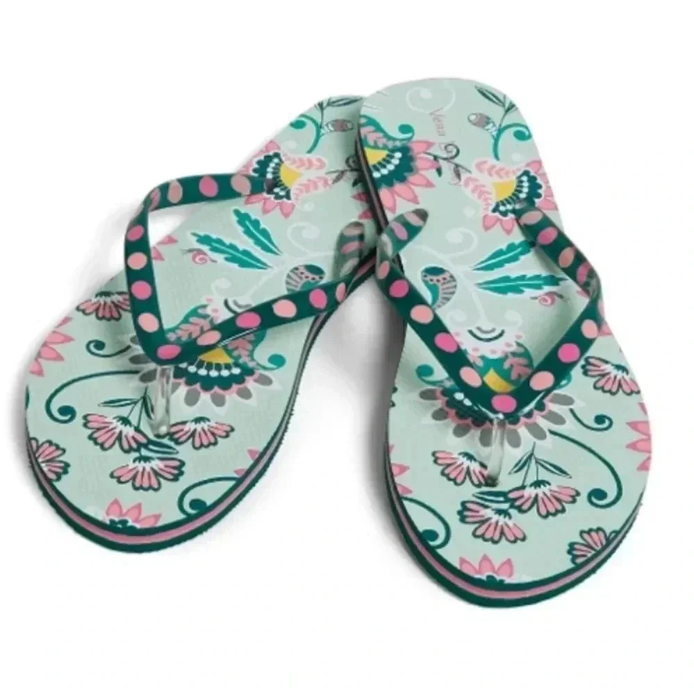 Vera Bradley Mint Flowers‎ Flip Flops NWOT